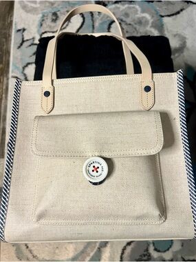 Spartina 449 Natural Canvas Tote with Front Button Pocket
